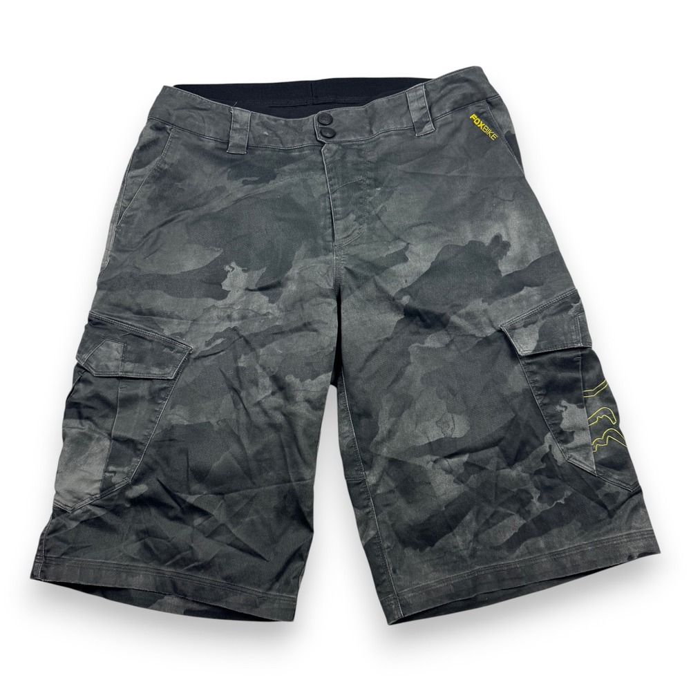 Fox Racing Foxbike MTB Shorts Camo Cargo Cycling Mountain Bike Mens Grey 34